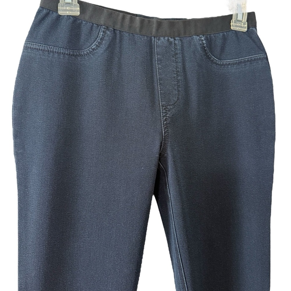 Lafayette 148 New York Dark Indigo Denim Elastic Waist Flat Front Slim Size P